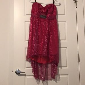 Pink sequin high low dress